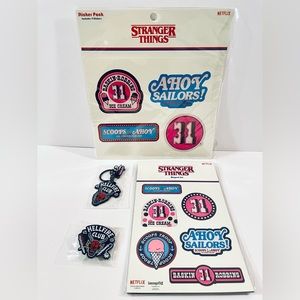 Stranger Things Loungefly Magnet & Stickers, Hellfire Club Keychain & Pin Bundle
